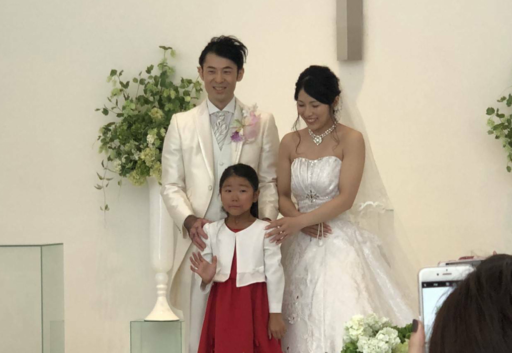 長岡市在住のご家族。結婚式の様子。