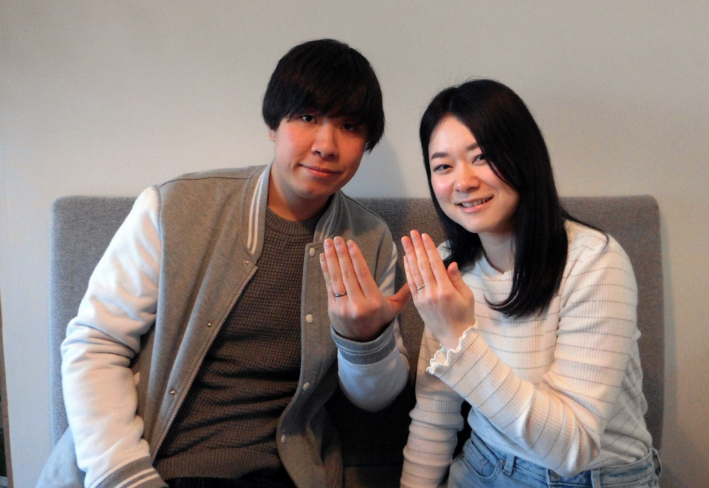 結婚・婚約指輪のオーダーメイドジュエリー工房アトリクラム新潟店で結婚指輪（マリッジリング）を手作りされたご夫婦