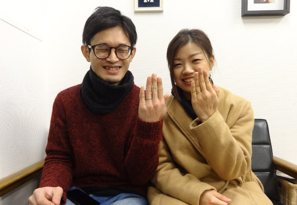 アトリエクラム長岡店で結婚指輪（マリッジリング）を手作りしたご夫婦