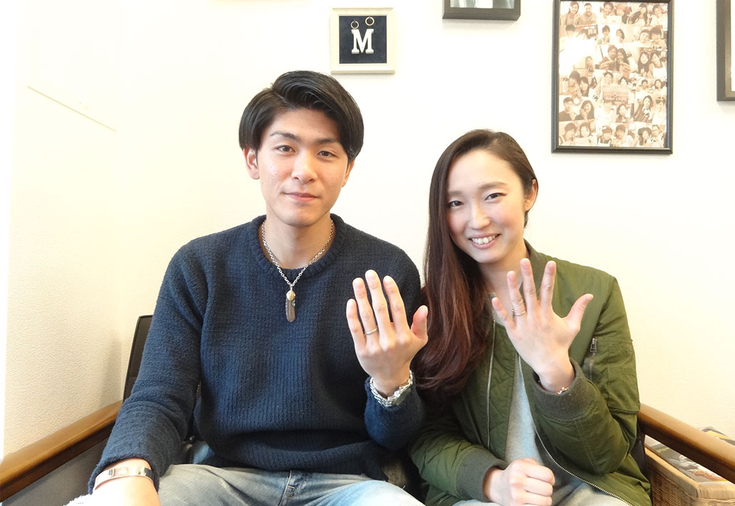 アトリエクラム長岡店で結婚指輪（マリッジリング）をオーダーメイドしたご夫婦