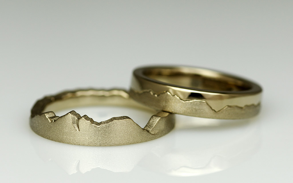 山モチーフのオーダーメイドの結婚指輪